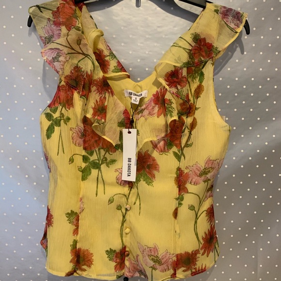 BB Dakota Yellow Iris Botany of Desire Blouse - Picture 4 of 5